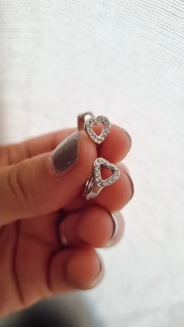 Producto - Aros cubanos corazon con strass blanco Aq