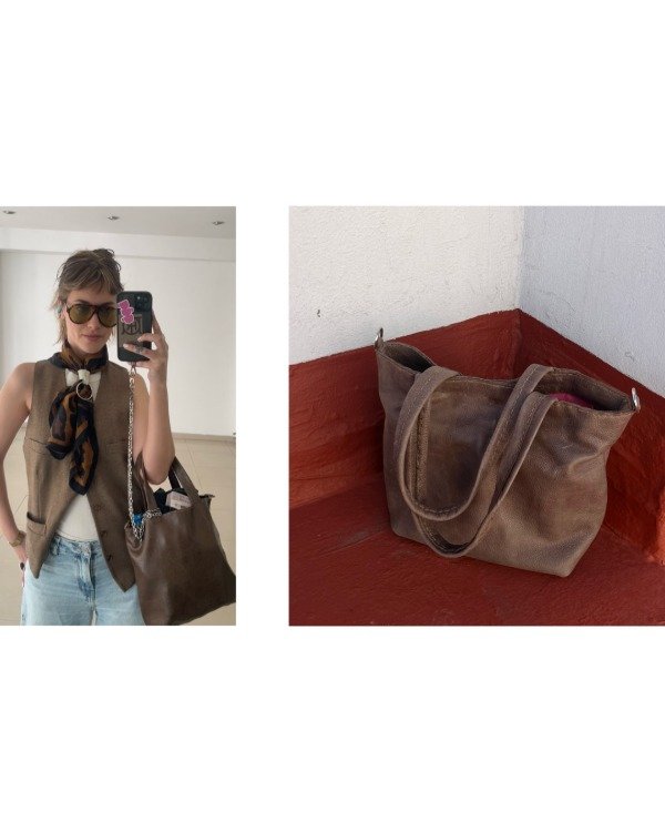 Producto - MINI TOTE BAG DE CUERO VISÓN O SUELA (PRE ORDER)