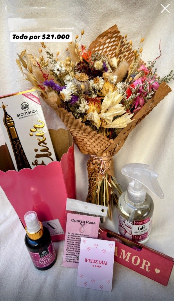 Producto - Combo con caja + ramo de flores secas