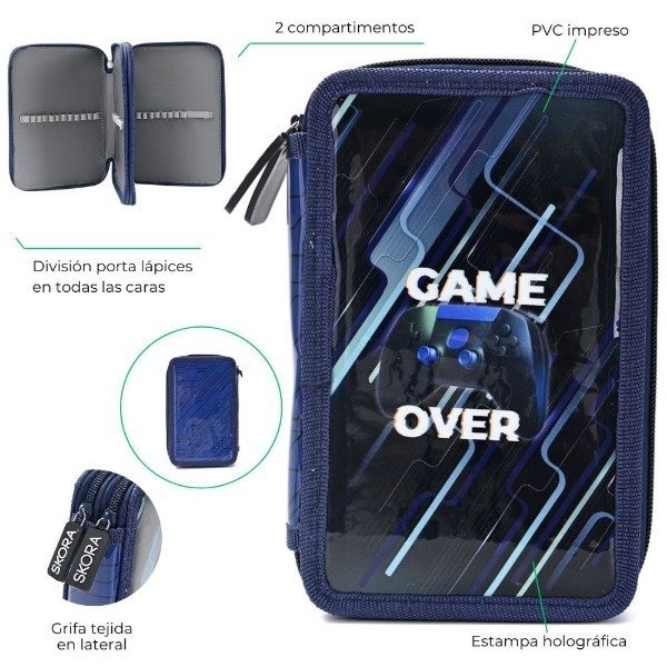 Producto - CARTUCHERA CANOPLA DOS PISOS LETS PLAY GAMER ZONE 37799