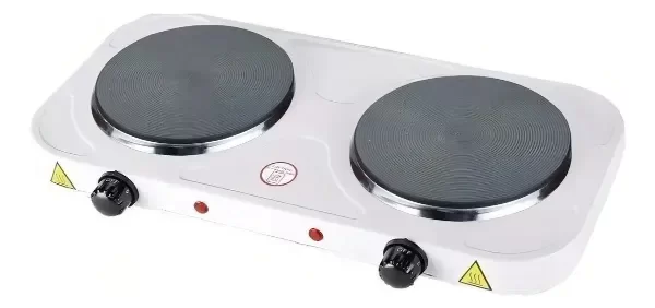 Producto - Anafe Eléctrico Blanco 2 Hornallas Duroll 2000W Acero Inoxidable HES004