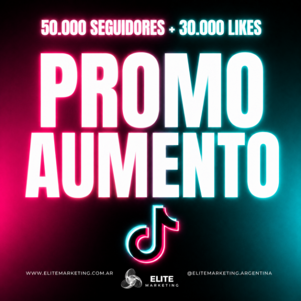 Producto - Promo Aumento: 50.000 Seguidores + 30.000 Likes Tiktok