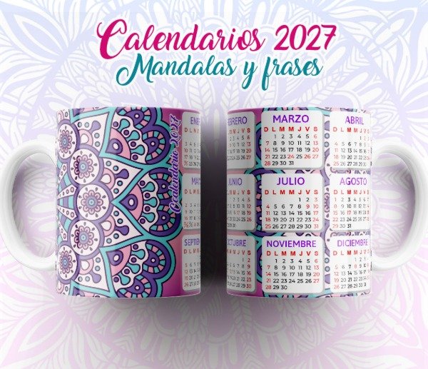 Producto - Plantillas Sublimar Tazas Calendarios 2027 Mandalas Frases Sublimacion - 10