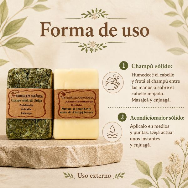 Producto - Champú Sólido de Ortiga y Acondicionador sólido - Nutrición y Equilibrio - 3