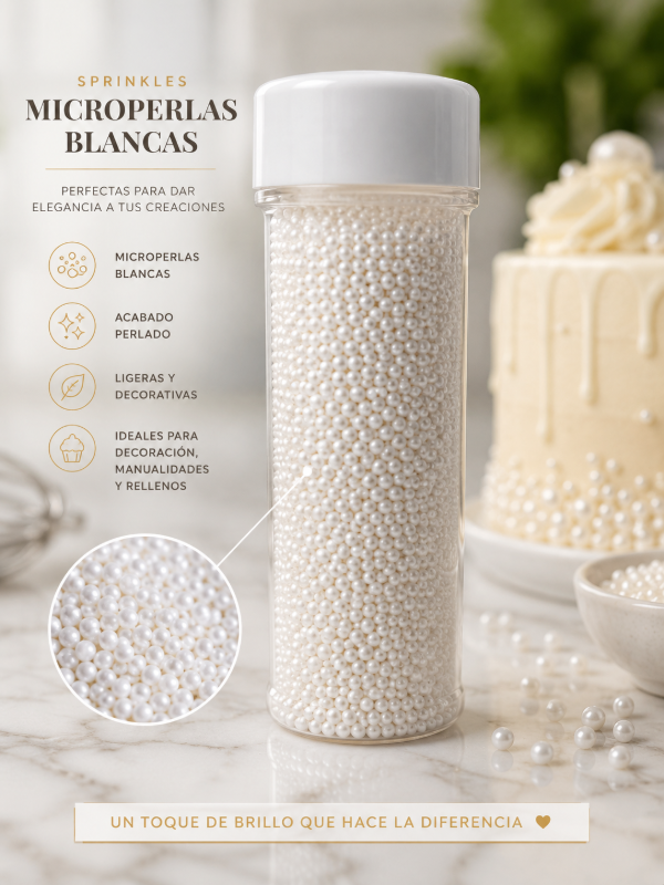 Producto - Frasco de micro perlas blanco