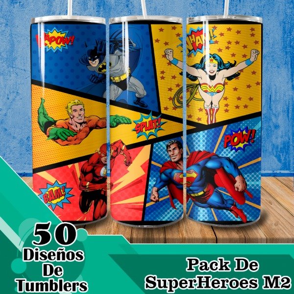 Producto - Diseños Digitales / Plantillas Para Tumblers De Super Heroes M2