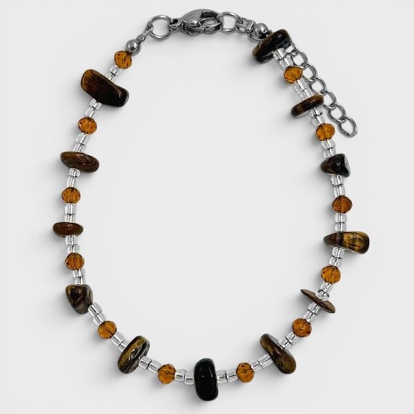 Producto - Pulsera de cristal checo y piedras naturales - Escallas - Ojo de tigre