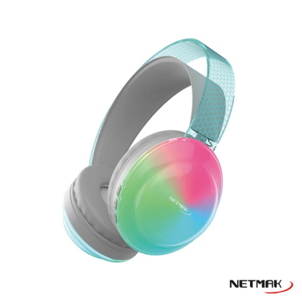 Producto - NETMAK NM-MAGIC Auricular Inalambrico luces Bluetooth microfono USB-C auxiliar