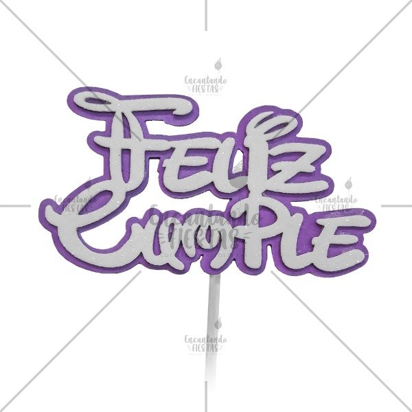 Producto - Cake Topper Feliz Cumple Violeta Bicolor Torta
