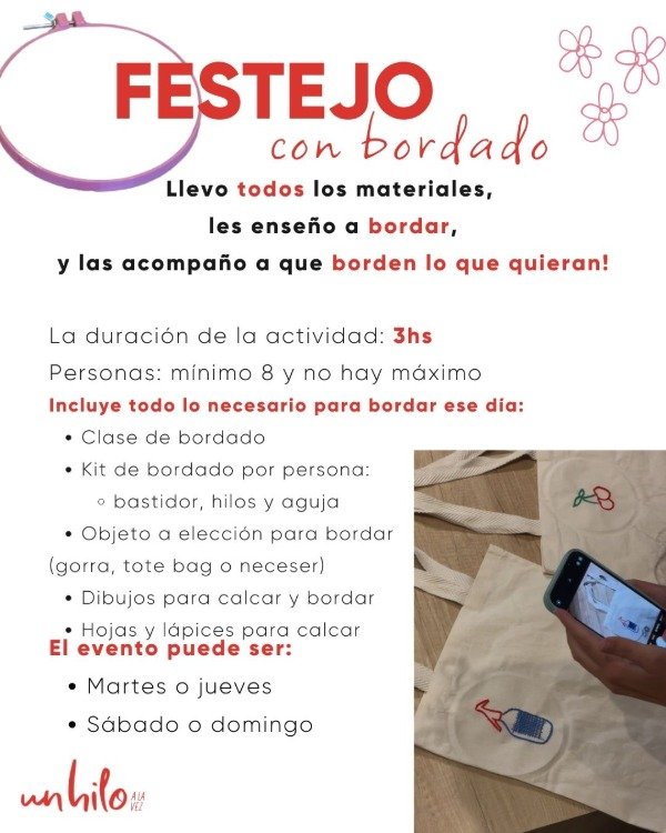 Producto - Evento presencial con bordado: CUMPLEAÑOS / DESPEDIDA DE SOLTERA