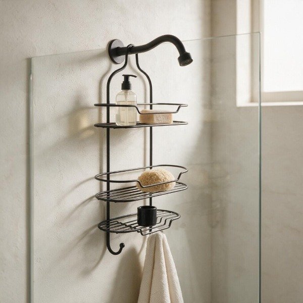 Producto - ORGANIZADOR PARA DUCHA DE METAL NEGRO GRUESO 54X27CM - 1