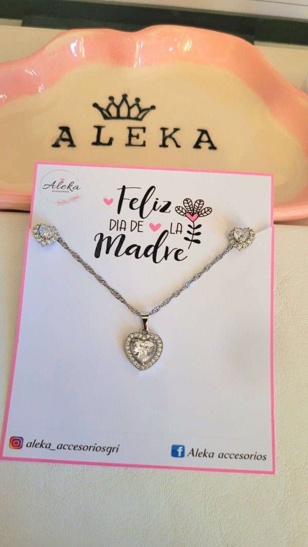 Producto - Conjunto collar y aros con cubic y micropavé de acero quirúrgico - 0