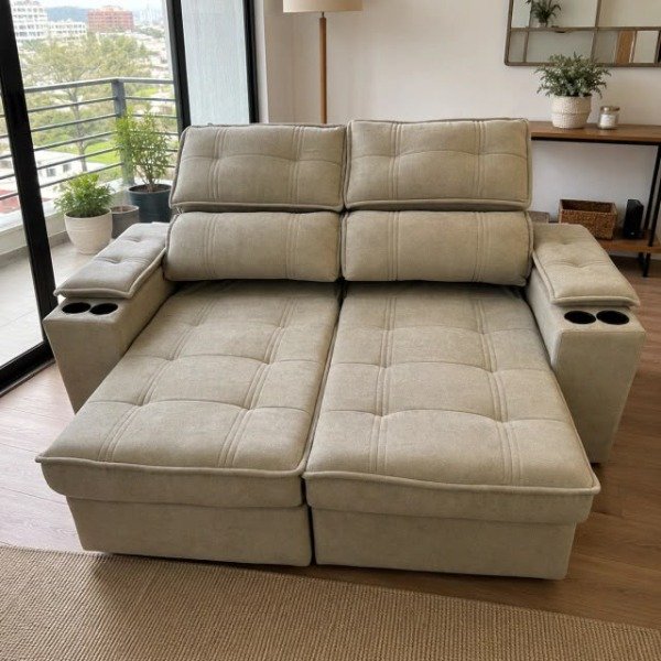 Producto - SILLON EMPERADOR BEIGE 2.00 de Largo reclinable 5 posiciones - 0