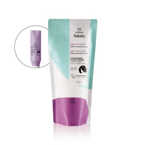 Producto - Repuesto acondicionador 280ml Mora y Óleo de Coco cabellos rizados
