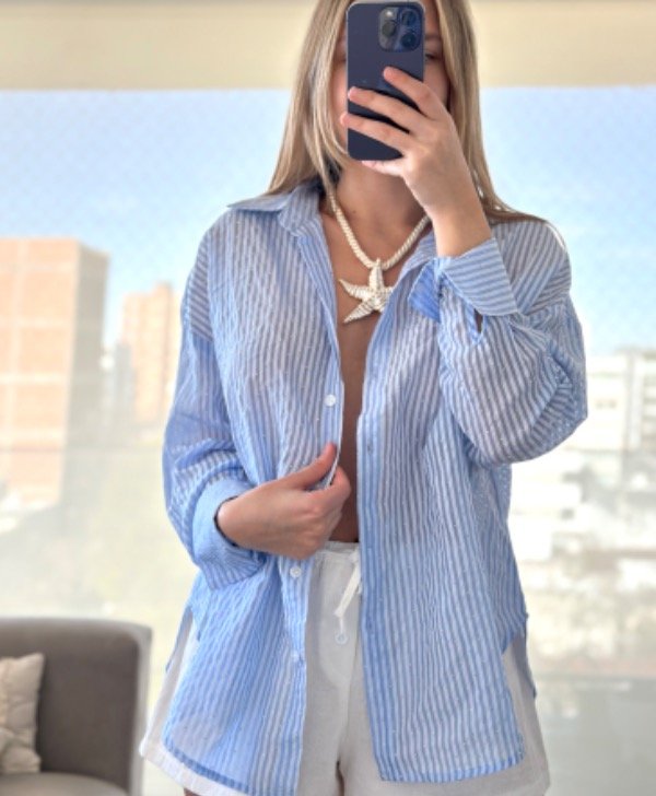 Producto - Camisa brillo celeste