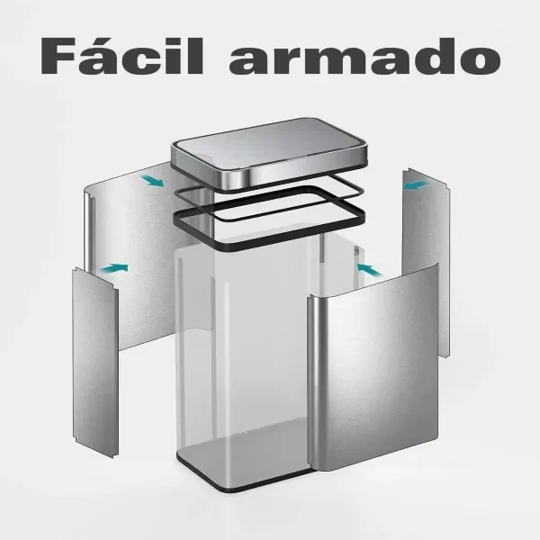 Producto - Tacho De Basura Inteligente Apertura Sensor Acero Inoxidable 50L y 30L Negro - 5