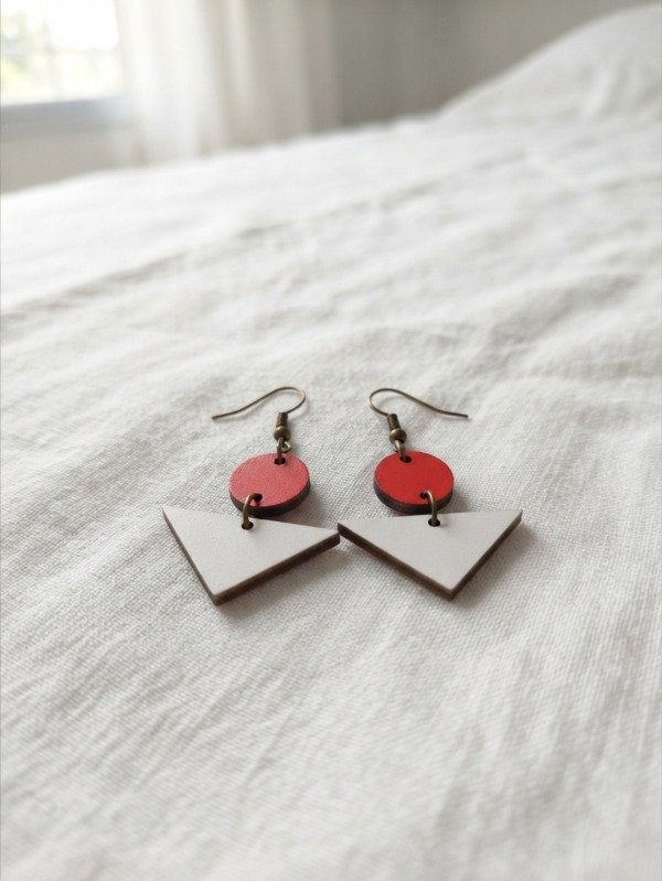 Producto - Aros Flecha Vintage / Blanco Alba + Rojo Fuego - 1