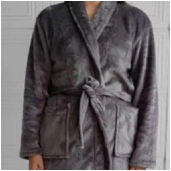 Producto - BATA  FLANNEL SUPER SOFT CON CUELLO - GRIS TOPO