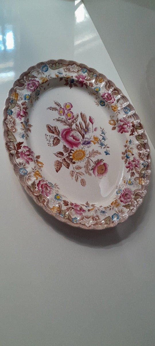 Producto - Bandeja oval de loza inglesa con  flores