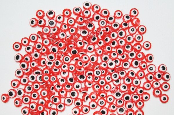 Producto - Ojos Turcos Planos Rojo 8 mm