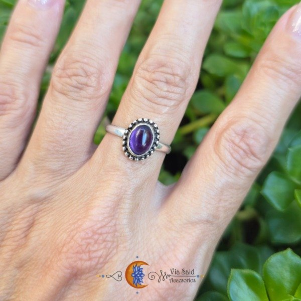Producto - Anillo Hindú "Vanha" - Amatista (Piedra 7 x 9 mm) / Talle: 18 mm - 1
