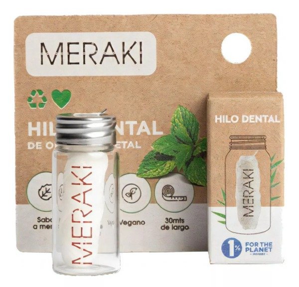 Producto - Hilo dental meraki + envase de vidrio.