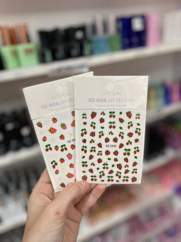 Producto - STICKER PARA UÑAS FRUTILLA 5D NAILS ART CITY GIRL