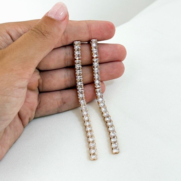 Producto - Aros strass largo dorado