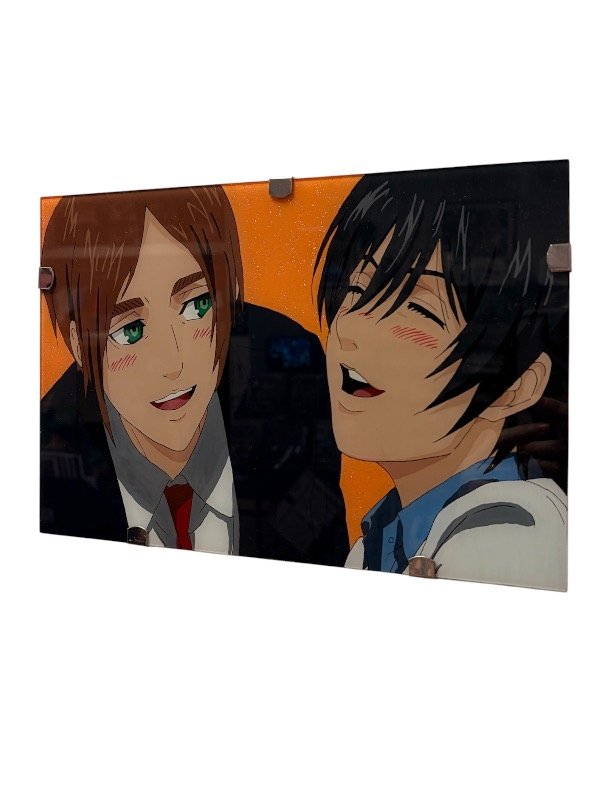 Producto - Cuadro con Vidrio Pared Eren y Mikasa Shingeki no Kyojin 30x20cm