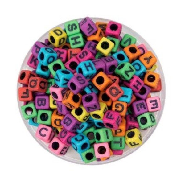 Producto - CANUTILLOS CUBOS LETRAS COLORES FUERTES 6MM X 50 GRAMOS