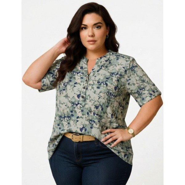 Producto - Blusa Saten cuello Mao 3 botones. Talle 8-9(52/54) - 0
