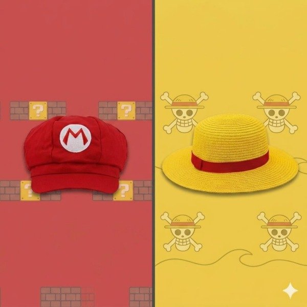 Producto - Gorra Mario y Sombrero Luffy