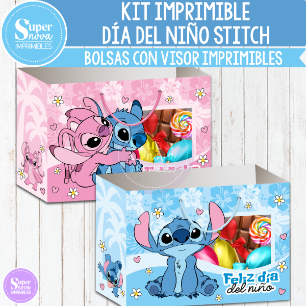Producto - KIT IMPRIMIBLE DÍA DEL NIÑO STITCH BOLSAS CON VISOR