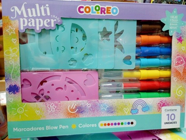 Producto - Marcadores caja grande blow pen con stickers y stencil