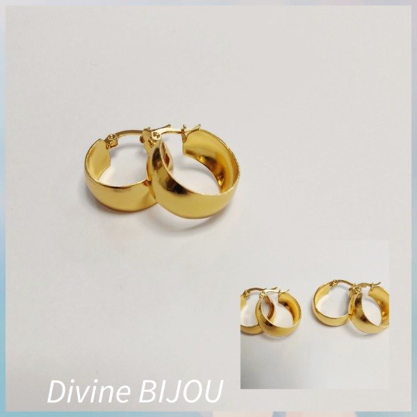 Producto - Argollas cubanas anchas chicas acero dorado