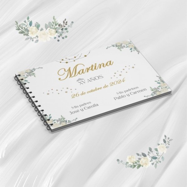 Producto - Kit Imprimible Libro De Firmas Mis 15 Años - Blanco - 1