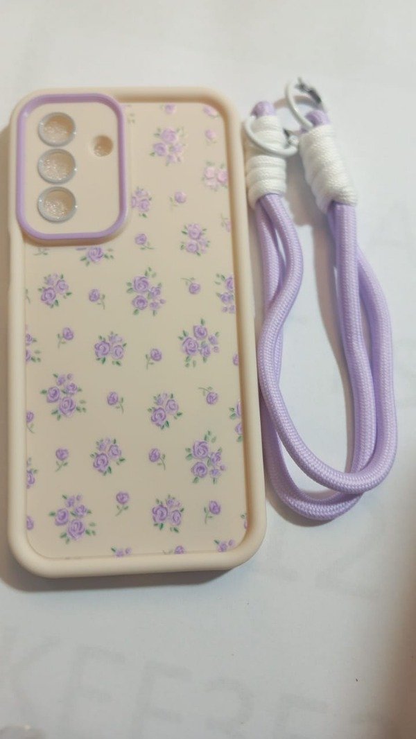 Producto - Funda de silicona con diseño + strap Lila para Samsung A17