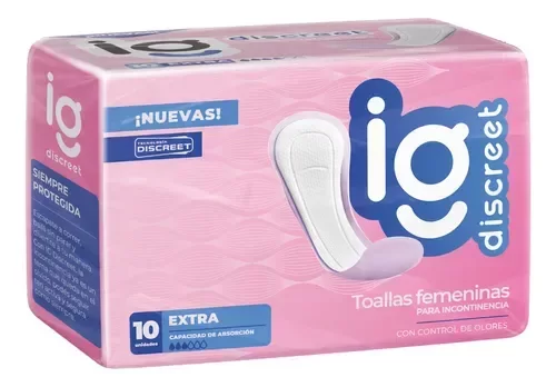 Producto - Toallas IG DISCREET Extra para Incontinencia femenina x 10u