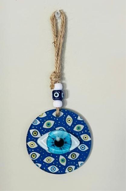 Producto - Colgante yute vidrio mandala con ojo relieve modelo 6