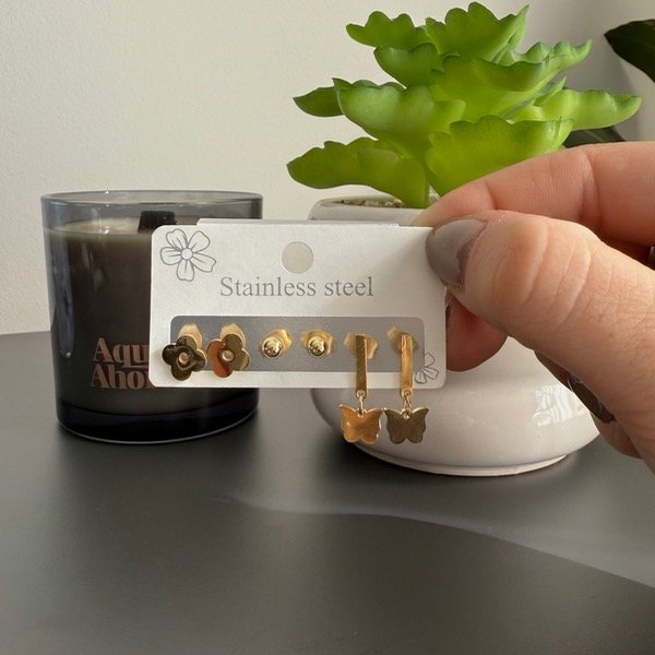 Producto - Set aros Sweet acero dorado