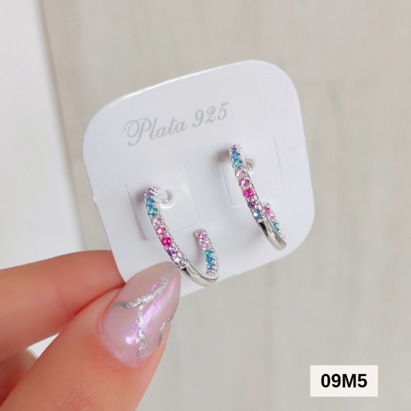 Producto - Aros semi argollas con cubics multicolor