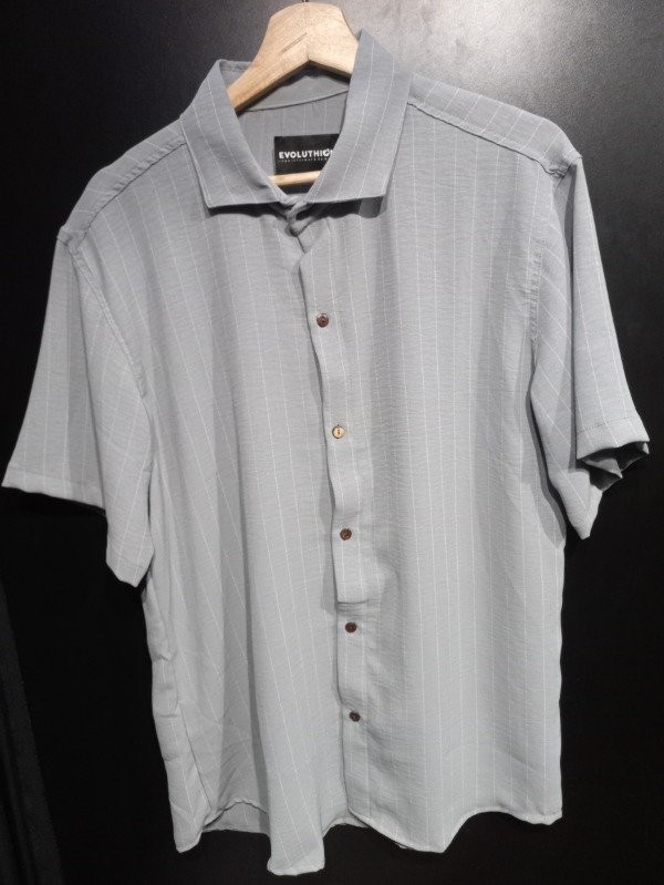 Producto - CAMISA LINO CEY ( gris con rallas blancas)