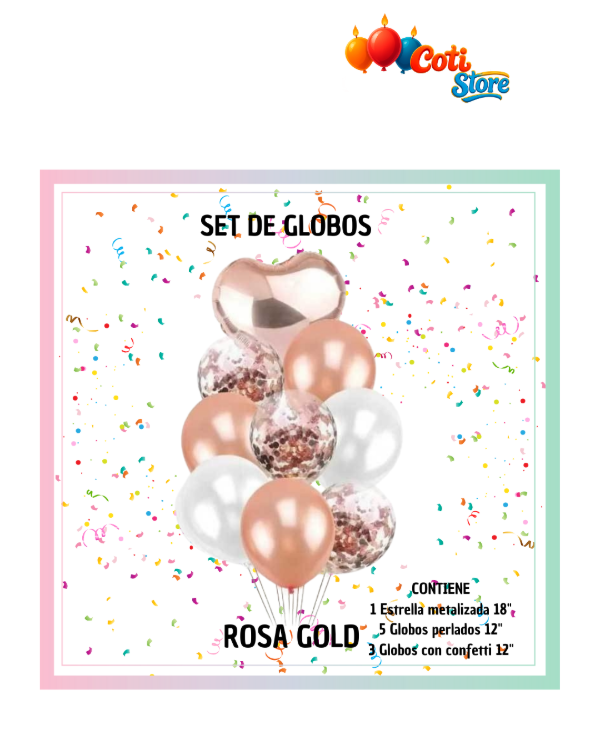 Producto - Set de Globos Corazón Rosa Gold