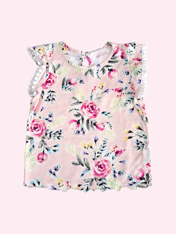 Producto - Remera manga corta color rosa con flores Mimo 12/18 meses