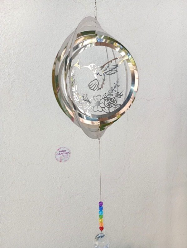 Producto - 3 giravientos grandes con atrapasol 7 chakras y esfera de 3 cm.