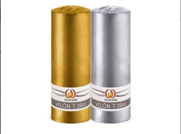 Producto - Velón 7 Dias Iluminarte Oro/Plata x 1 Unid. 16cm