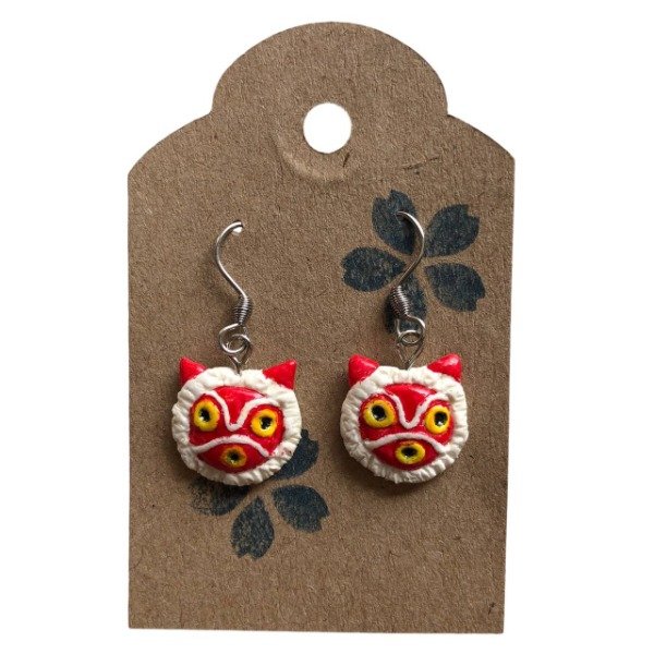 Producto - Aros Mascara San de Arcilla Mononoke Acero Quirurgico Ghibli