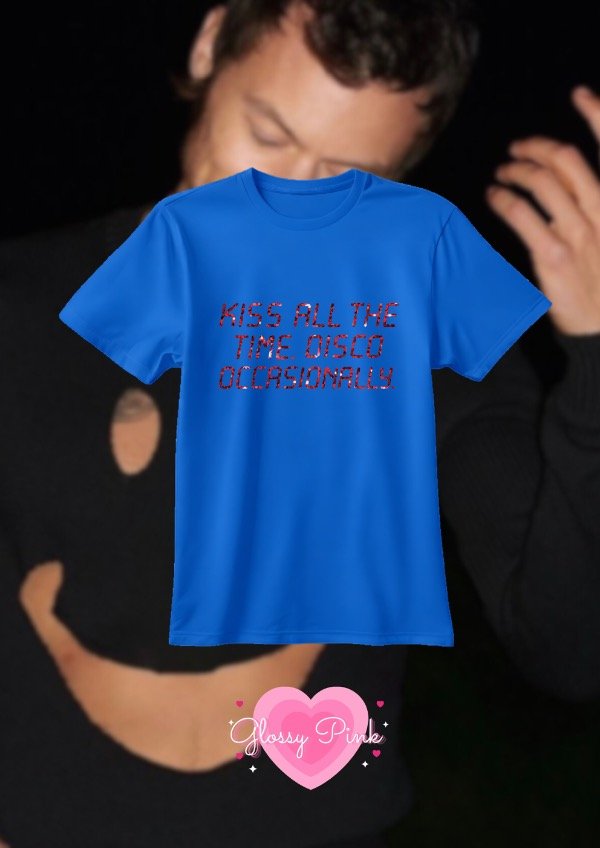 Producto - Remera azul Kiss All The Time - VINILO TEXTIL GLITTER