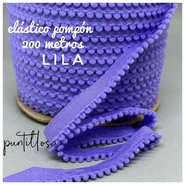 Producto - Elastico Pompon rollo 200mt Lila