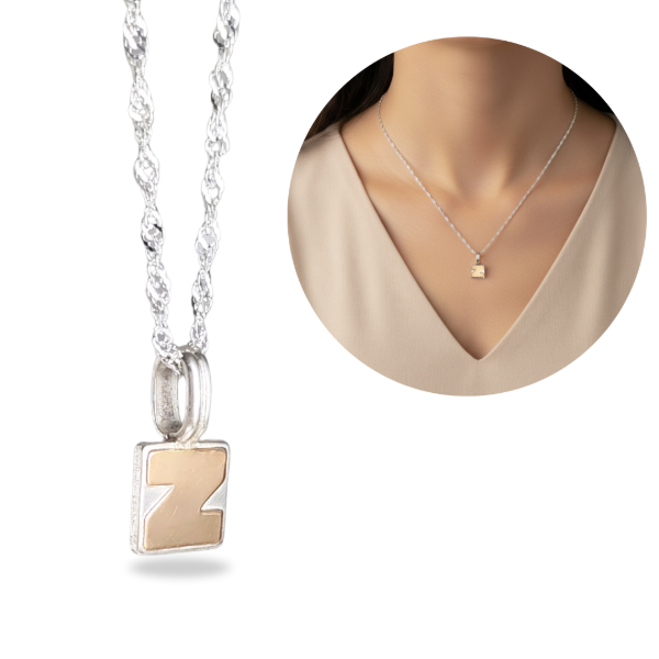 Producto - Cadena Con Dije Inicial Z Plata y Oro